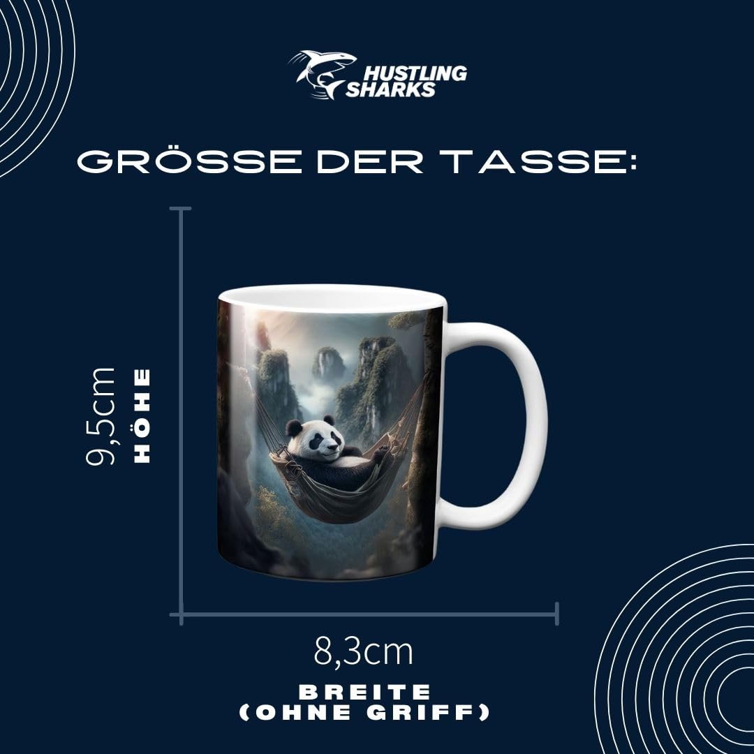 Hustling Sharks Gelassener Panda Tasse 330ml weiß