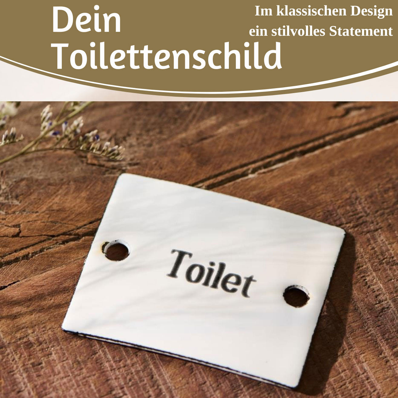 LS-LebenStil Toilet Türschild Emaille weiß 6x5 cm Retro