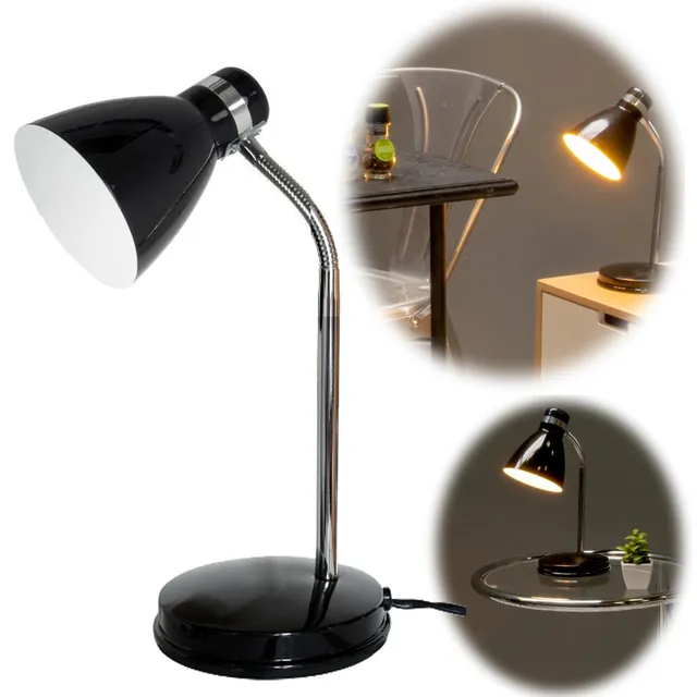 LS-LebenStil Möbel Wohnen Tischlampe List 39cm schwarz silber E27