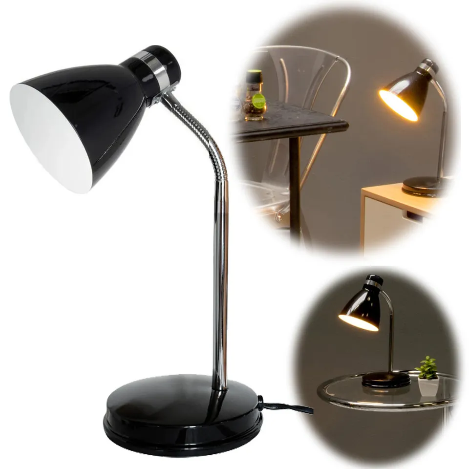 LS-LebenStil Möbel Wohnen Tischlampe List 39cm schwarz silber E27
