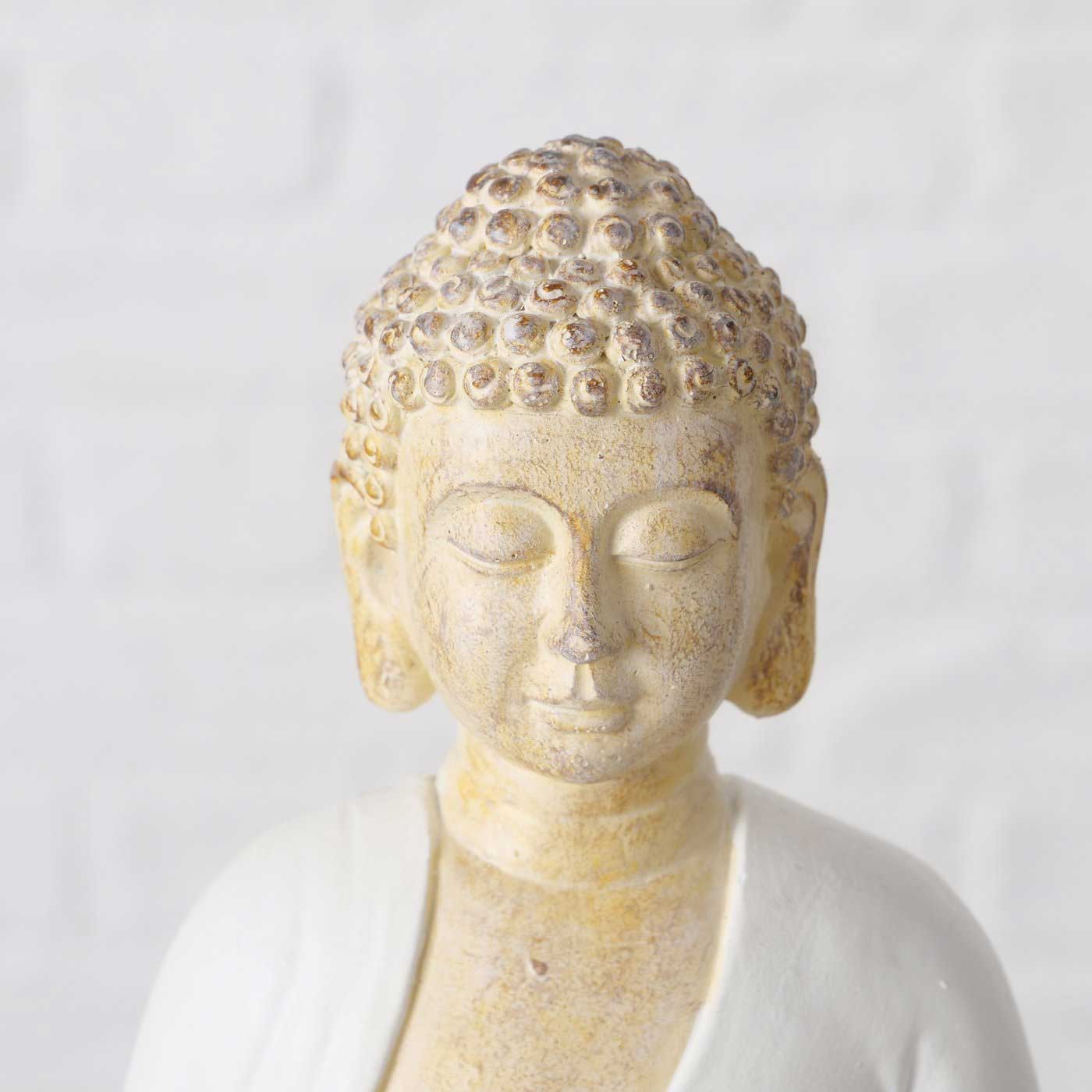 LS-LebenStil Buddha Teelichthalter 2er-Set Beige Weiß 15cm