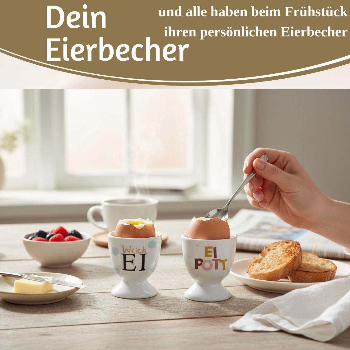 LS-LebenStil Küche & Haushalt Eierbecher Echt-Gold Weich-Ei Porzellan