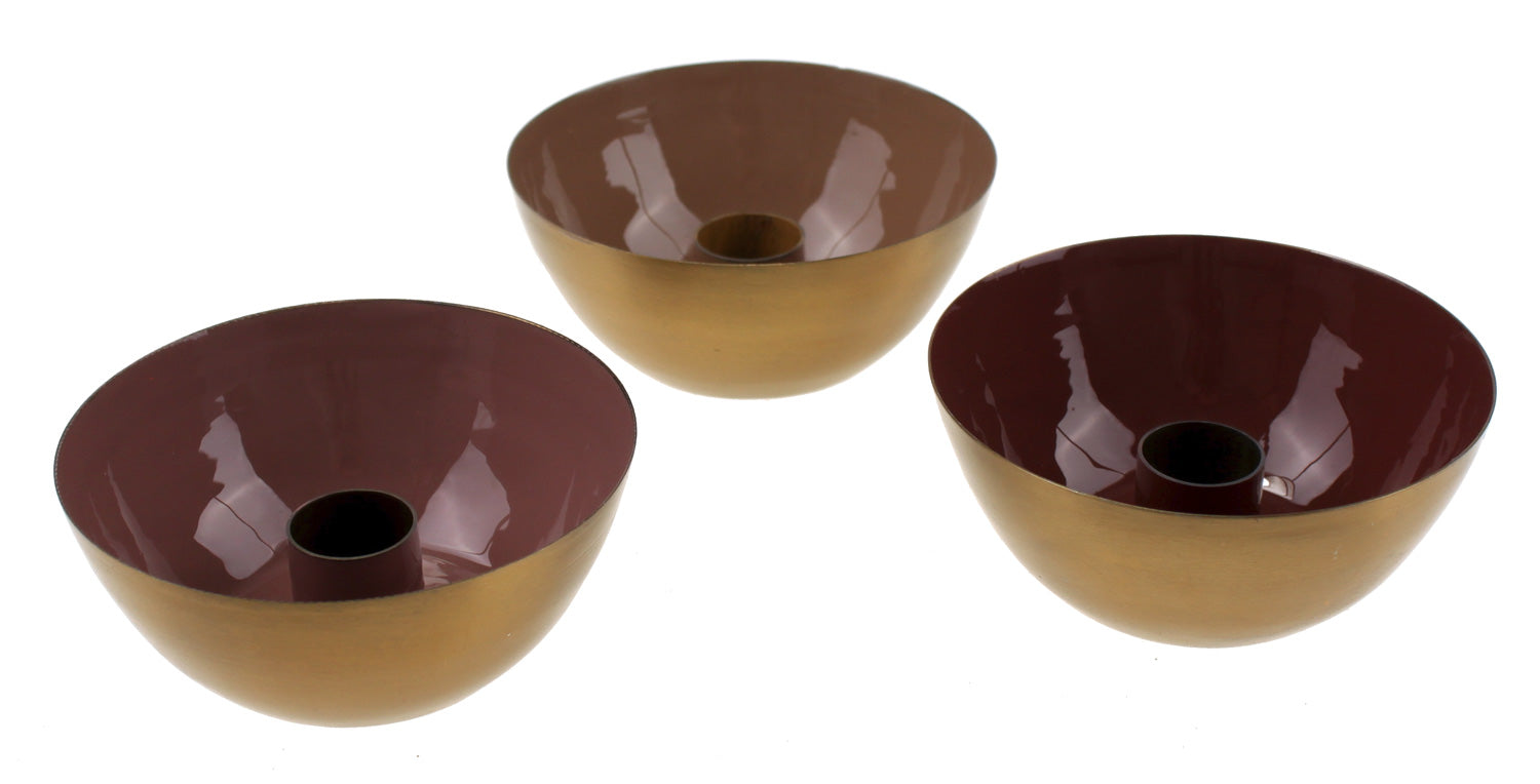 LS-LebenStil Neapel Kerzenständer Gold-Braun 3er Set Metall
