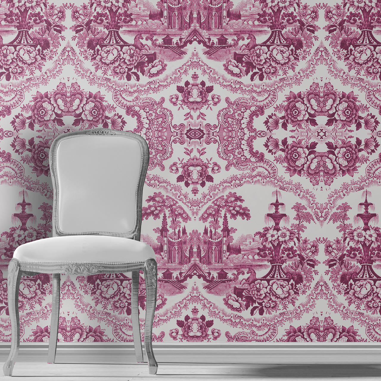 Mineheart Delft Baroque Tapete Rosa A3 Muster Porzellan