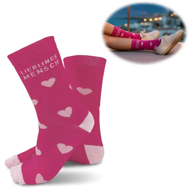 LS-LebenStil Lieblingsmensch Socke Pink 36-40 Damen