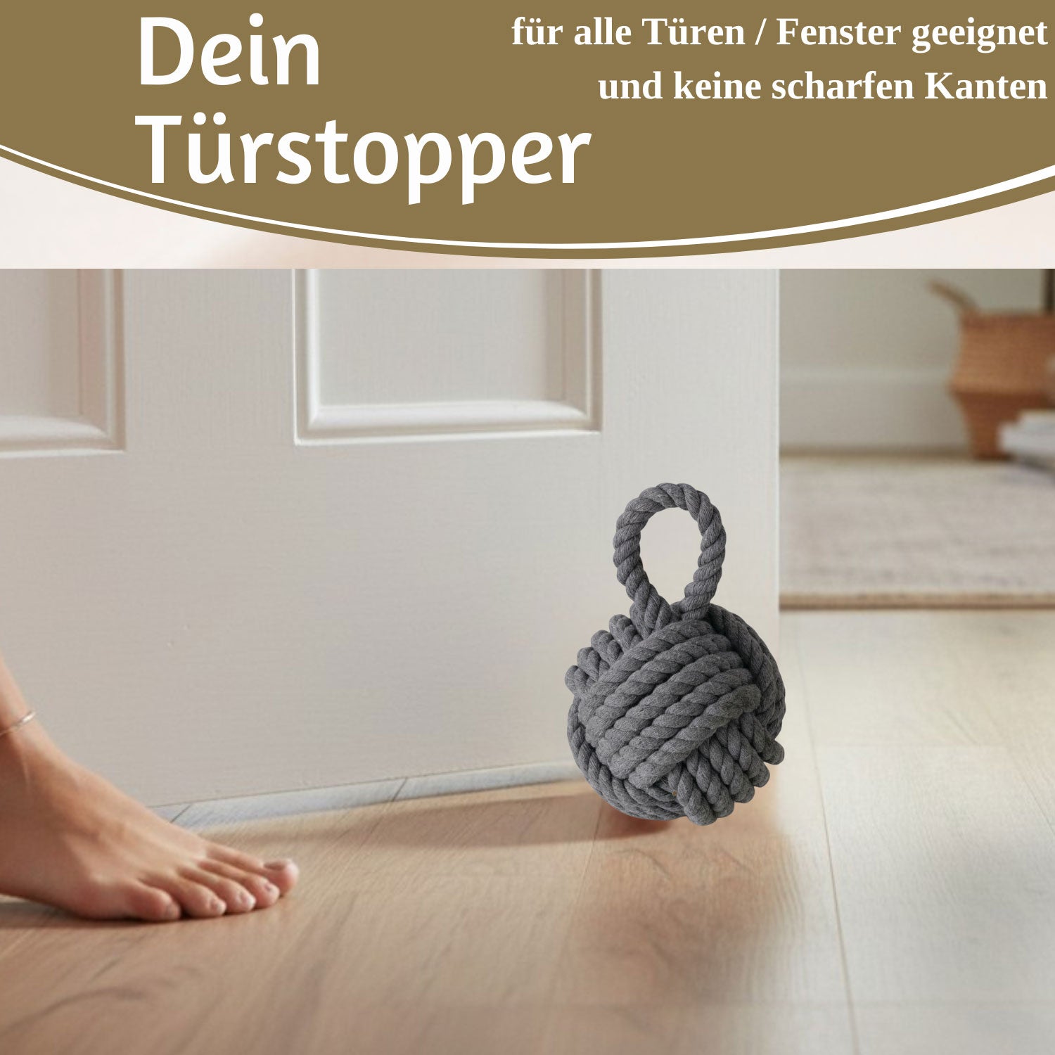 LS-LebenStil Möbel & Wohnen Türstopper Malmö Grau 23cm 1,3kg