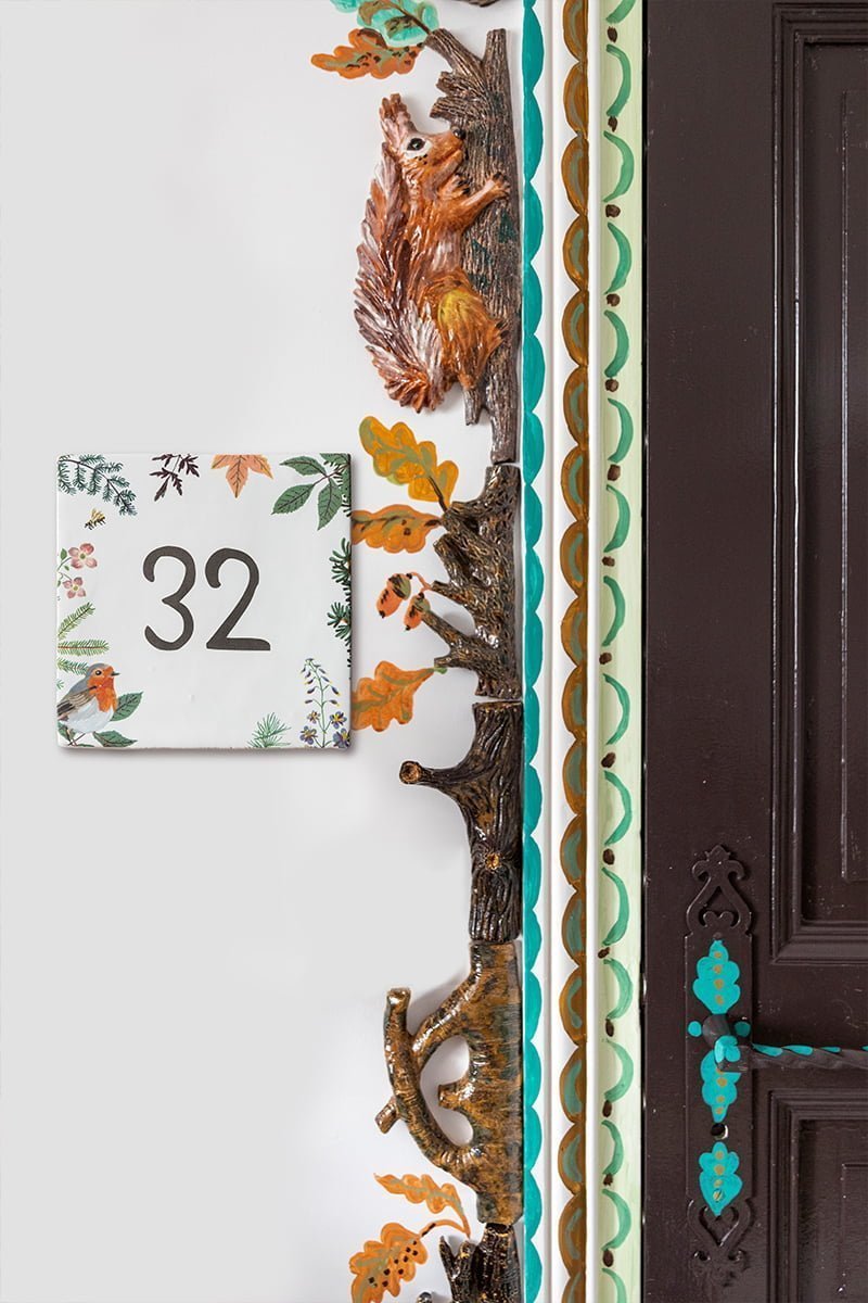StoryTiles Delft Blue Roodborstje Hausnummern-Fliese 10x10