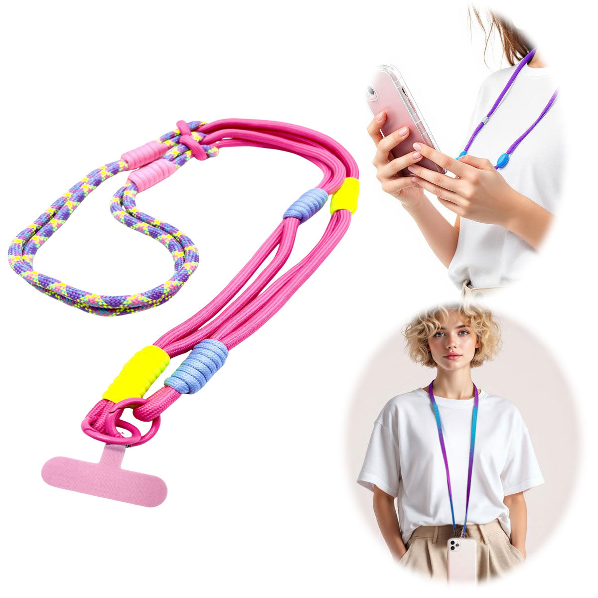 LS-LebenStil Uhren & Schmuck Palma Handykette rose lila 125cm Universalpad