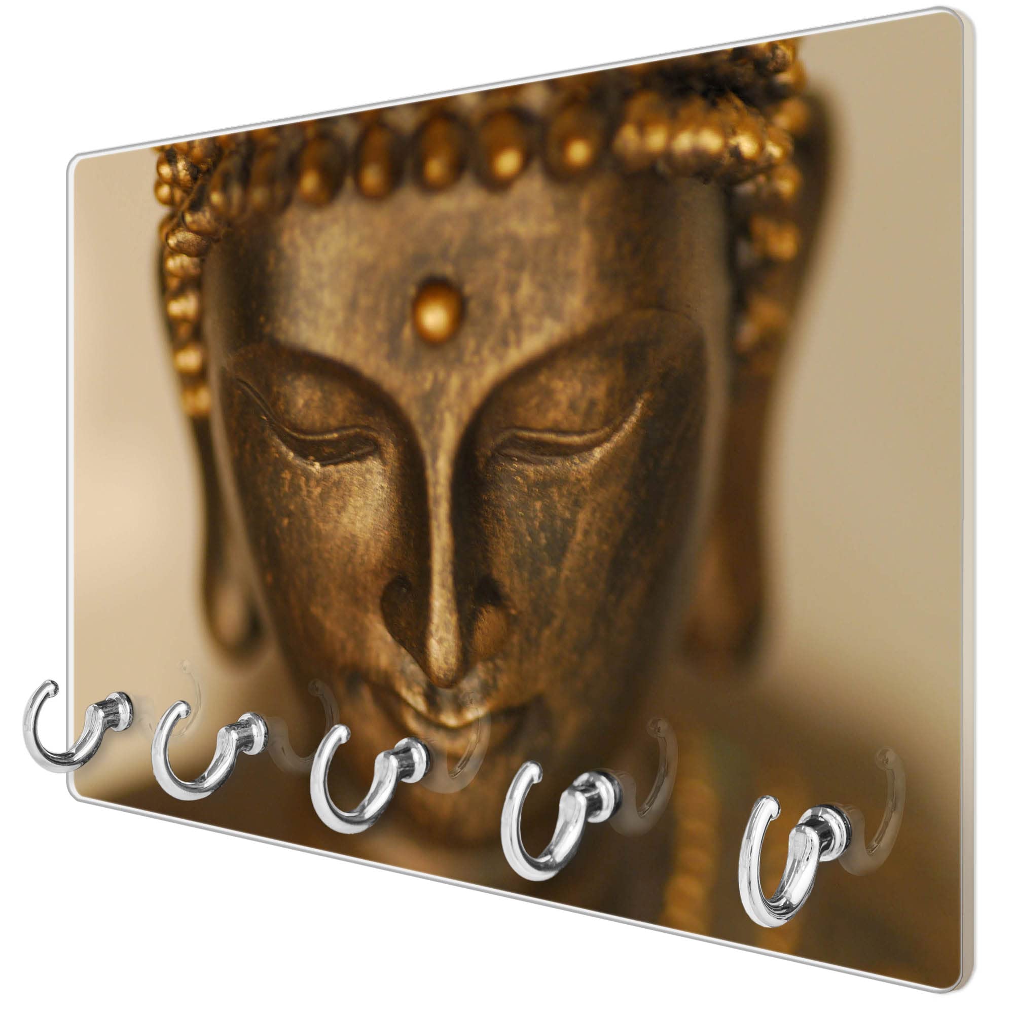 Banjado Schlüsselkasten Buddha Gold Schlüsselboard Glas 30x20cm