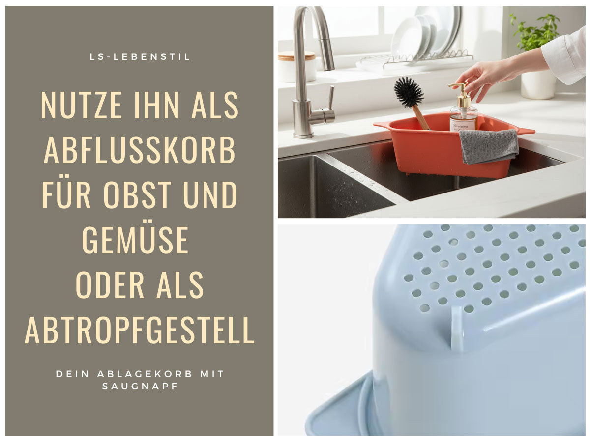LS-LebenStil Spülbecken Organizer Dreieck Grün Saugnapf