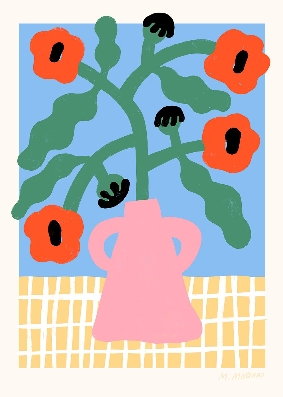 The Poster Club Art Prints Red Poppies in Pink Vase Poster 30x40 cm rot