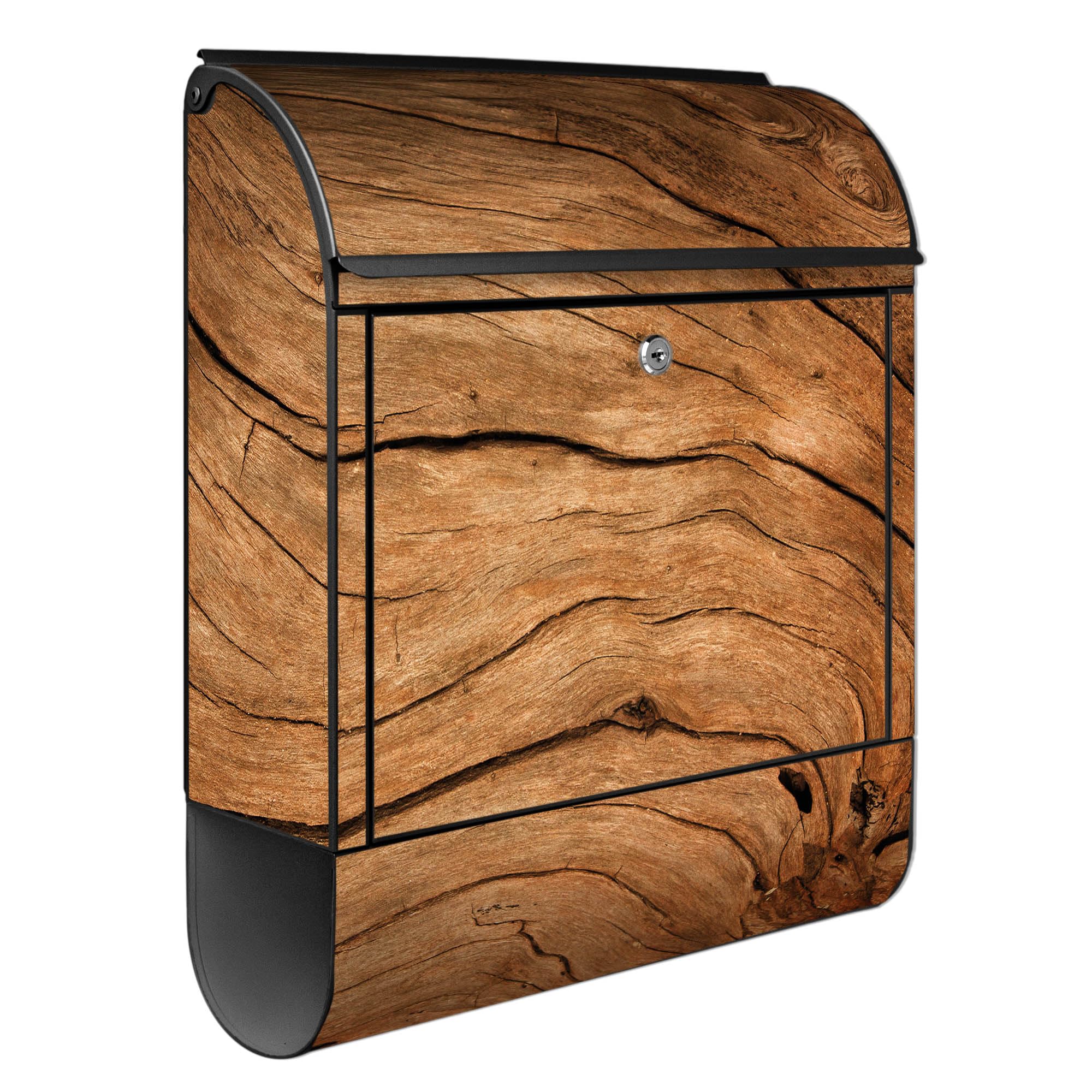 Banjado Briefkasten Trockenes Holz Stahl Schwarz A4
