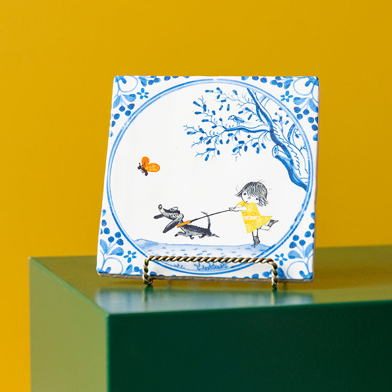 Storytiles Delft Blue Beste vriendjes Fliese S 10x10 cm Hund