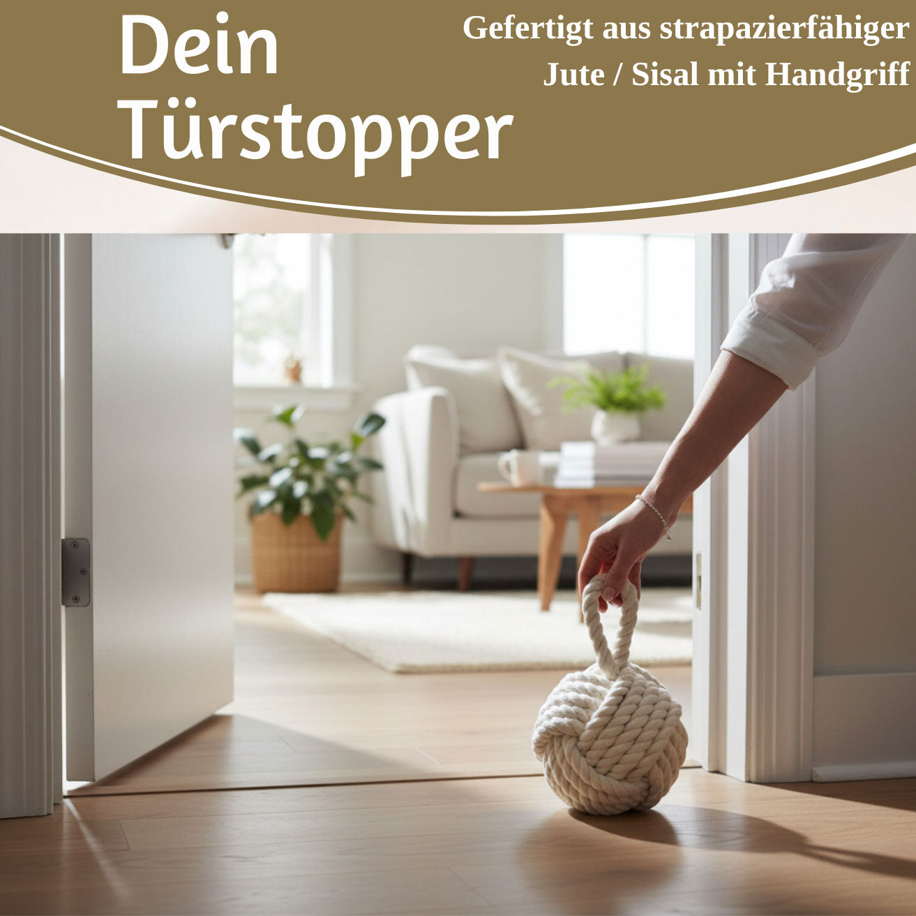 LS-LebenStil Möbel Wohnen Malmö Türstopper Creme 23cm