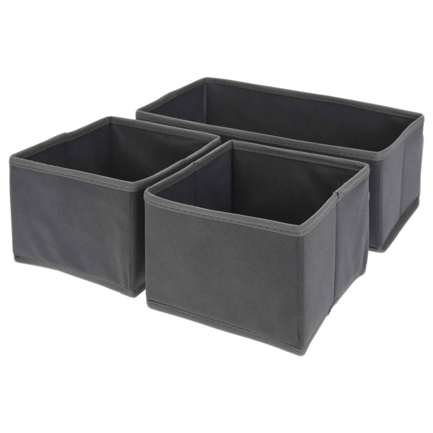 LS-LebenStil Schubladen Organizer 3er Set grau faltbar Box