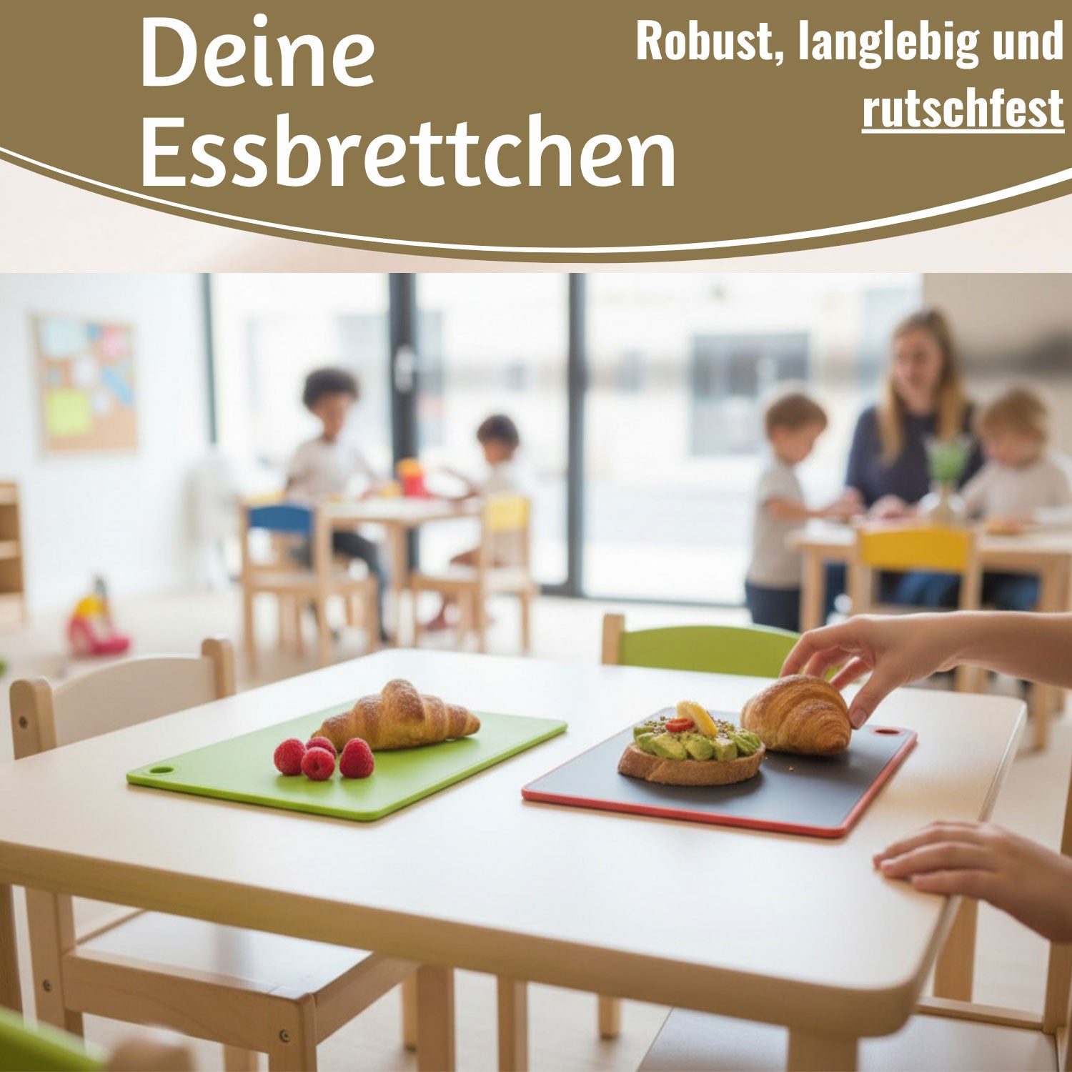LS-LebenStil Essbrettchen 6er Set Kunststoff grau 23x16cm