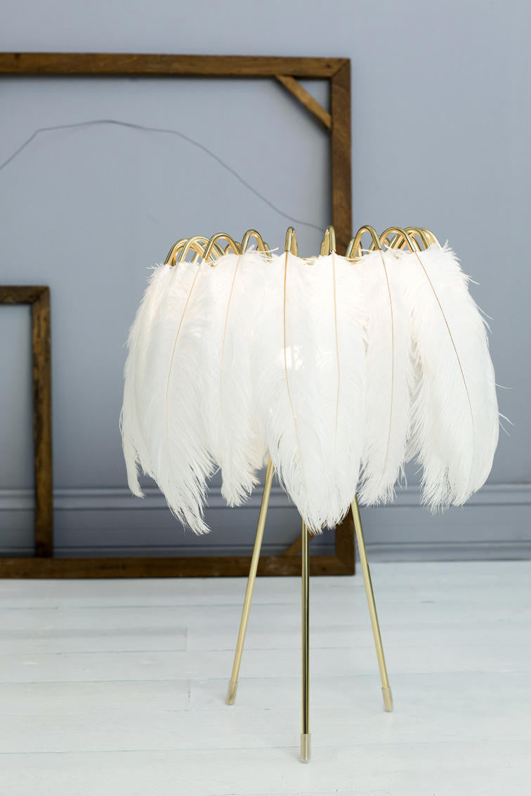 Mineheart Lighting Feather Tischlampe Weiß Gold 50cm