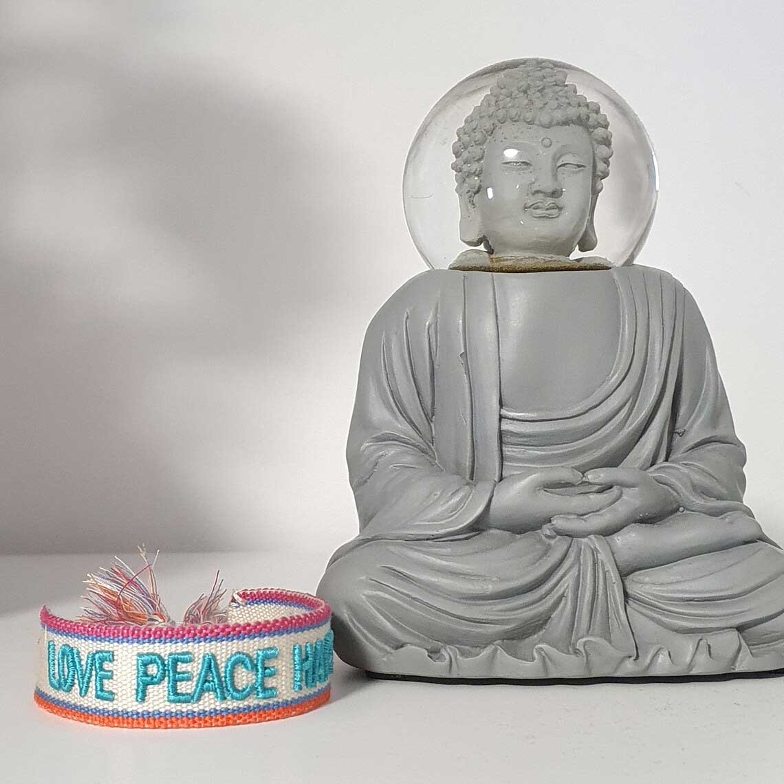 LS-LebenStil Canvas Love Peace Happiness Armband Türkis