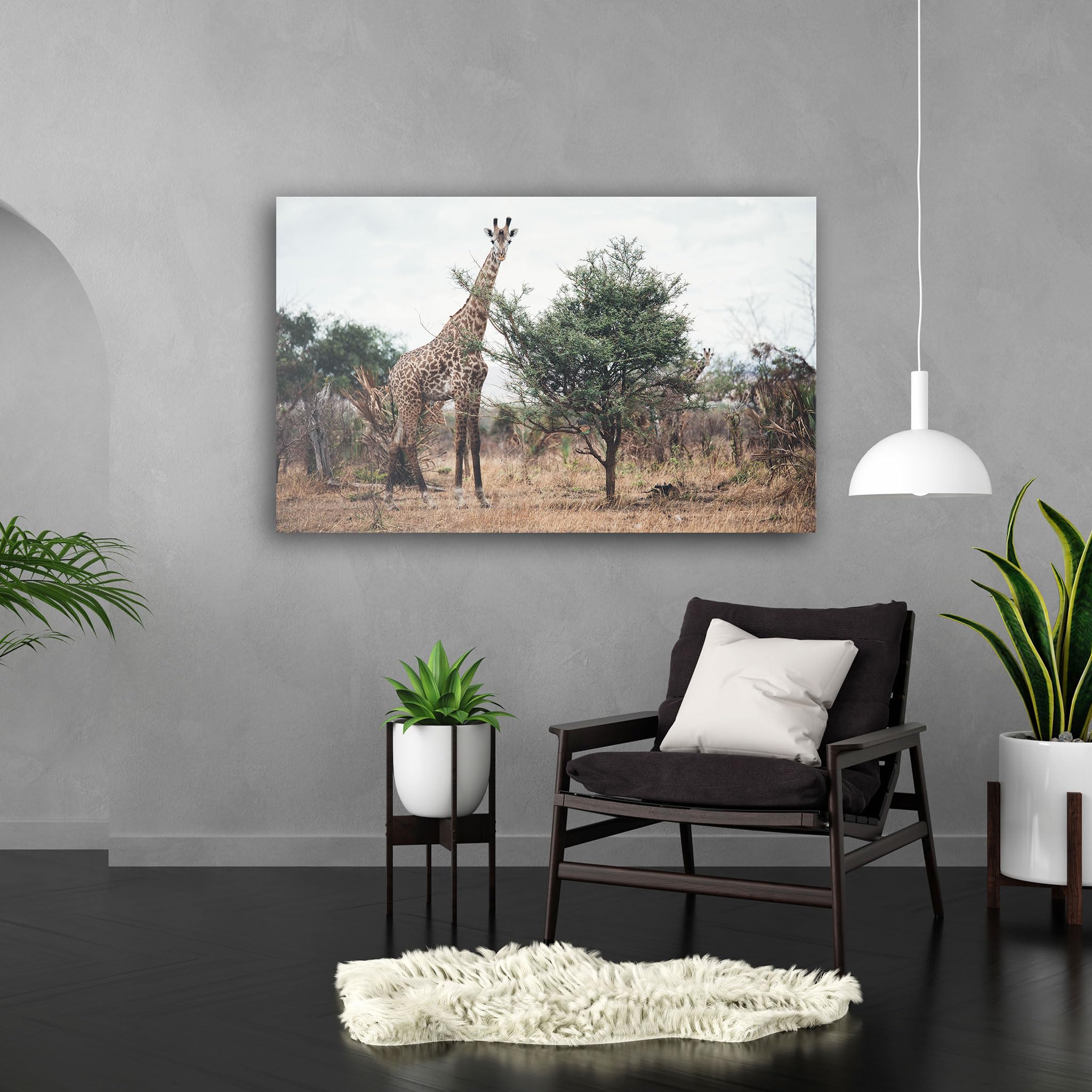 Hustling Sharks Wandbilder Giraffe zwischen Buschland Leinwand 30x40