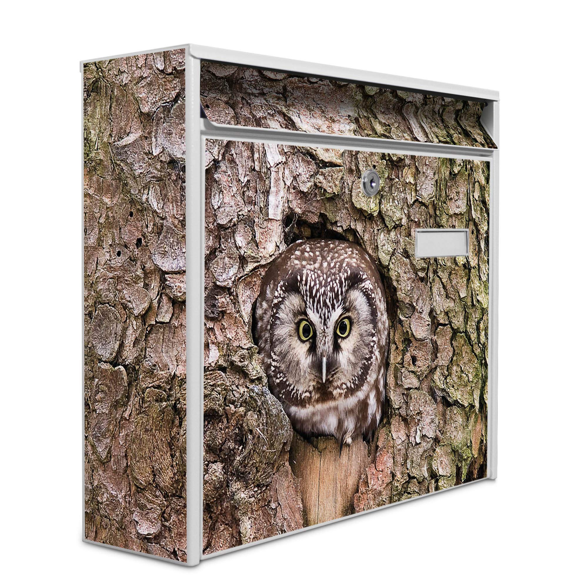 Banjado Briefkasten Eule Weiss A4 32x36cm mit Namensschild