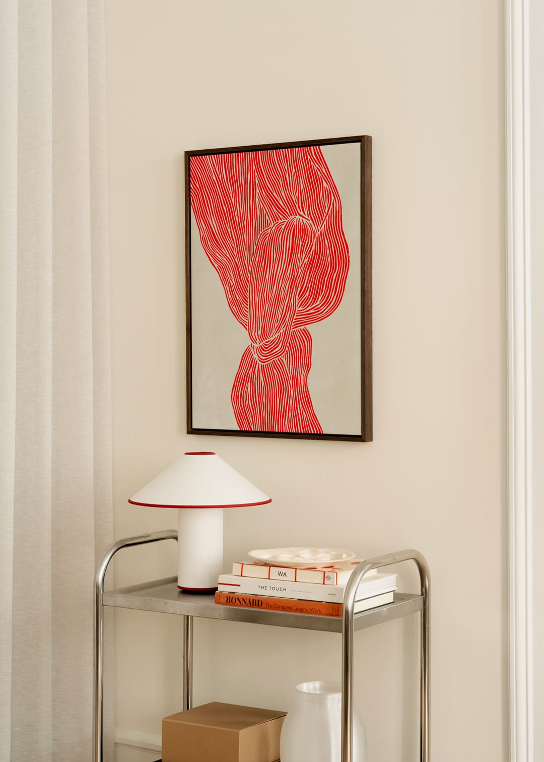 The Poster Club The Line Red Leinwand 30x40 beige