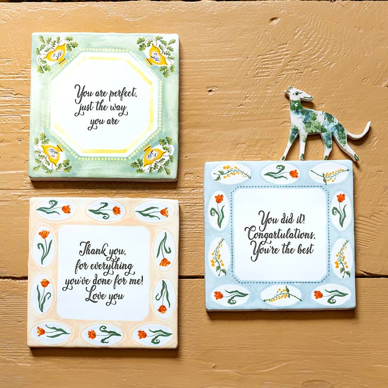 StoryTiles Delft Blue Garden Flowers Fliese 10x10 cm Text
