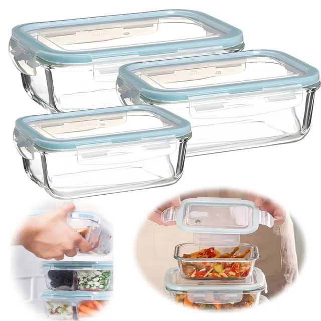 LS-LebenStil Cook & Lock Glas Frischhaltedose 3er Set eckig