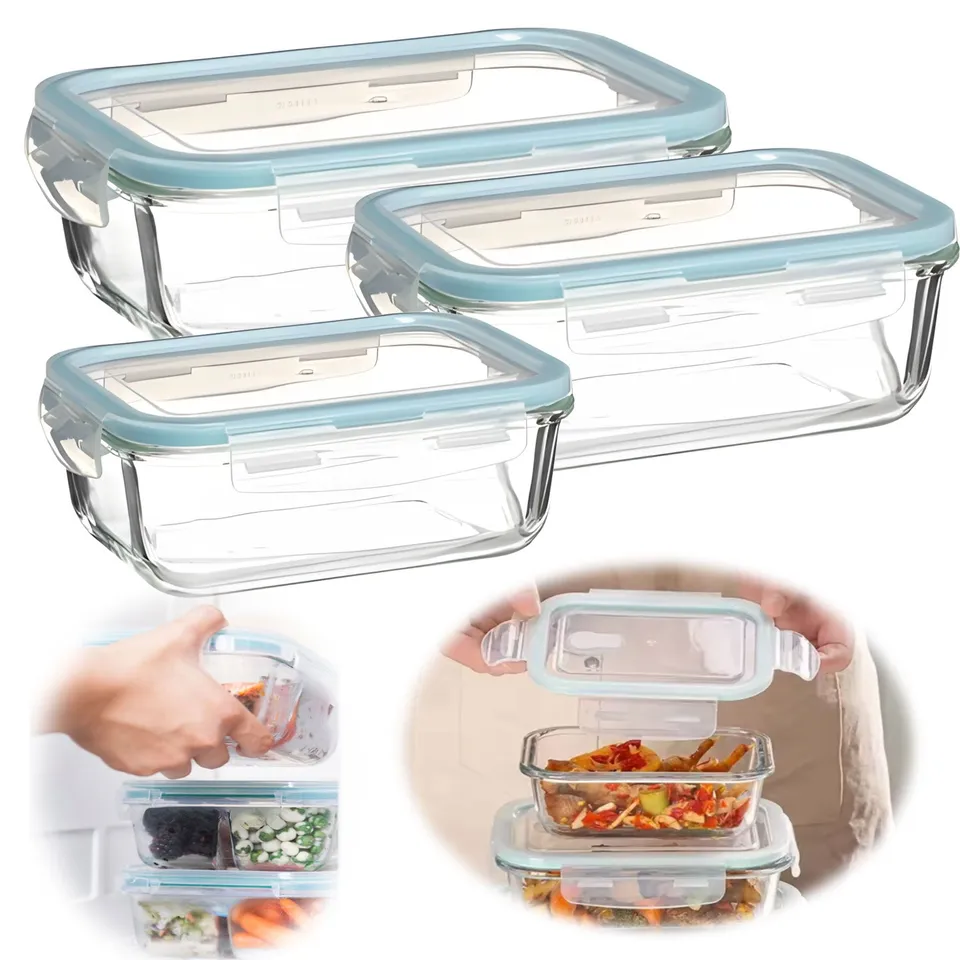 LS-LebenStil Cook & Lock Glas Frischhaltedose 3er Set eckig