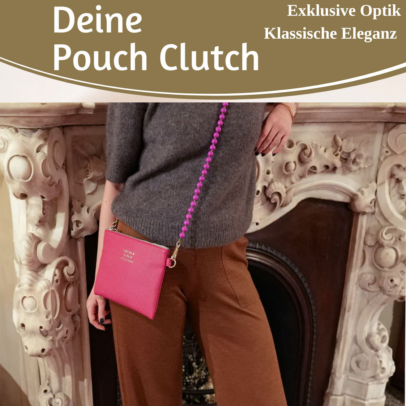Mimi's Glow Clutch Lia Pink 22cm PU-Leder Handtasche