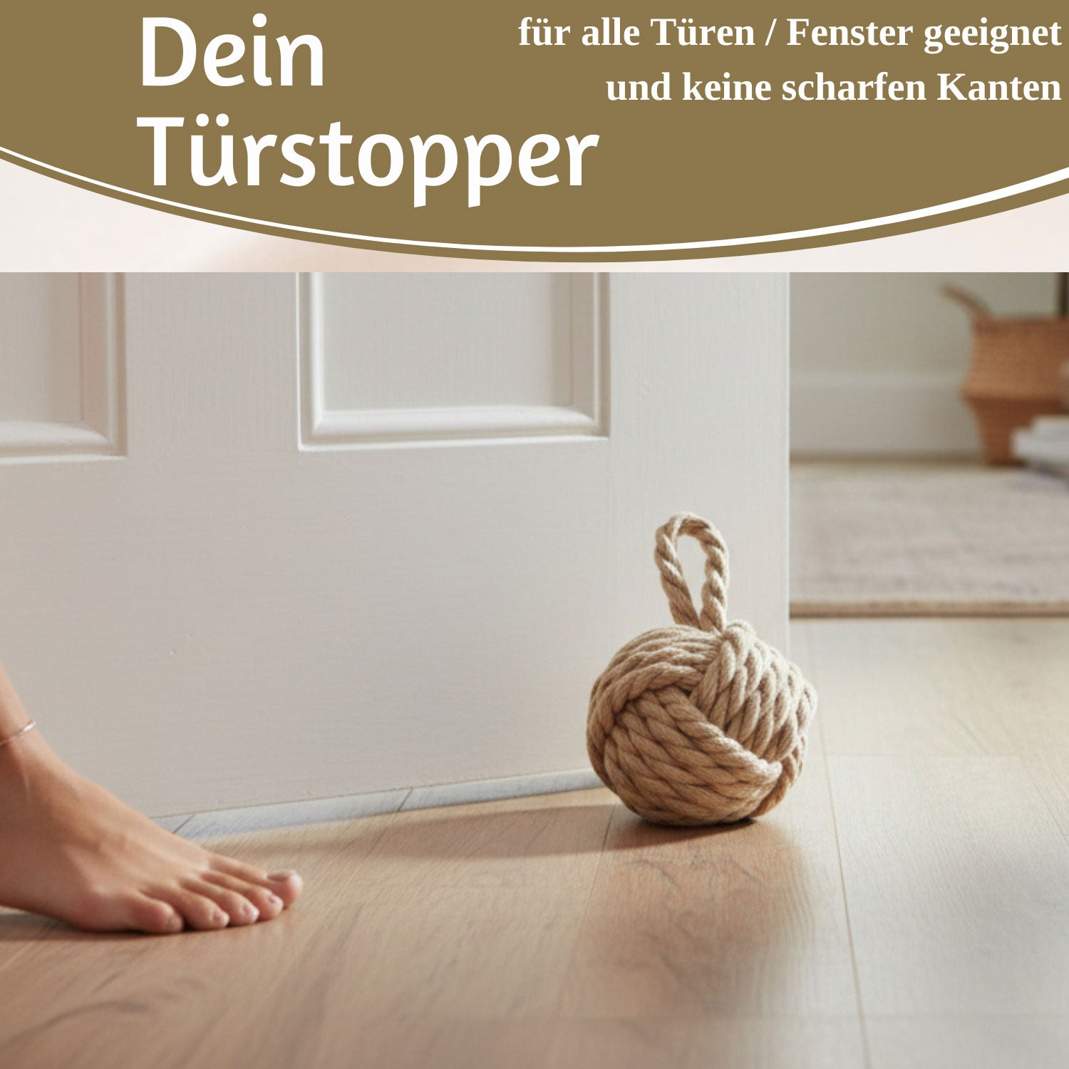 LS-LebenStil Malmö Türstopper Jute beige-braun 23cm 1,3kg