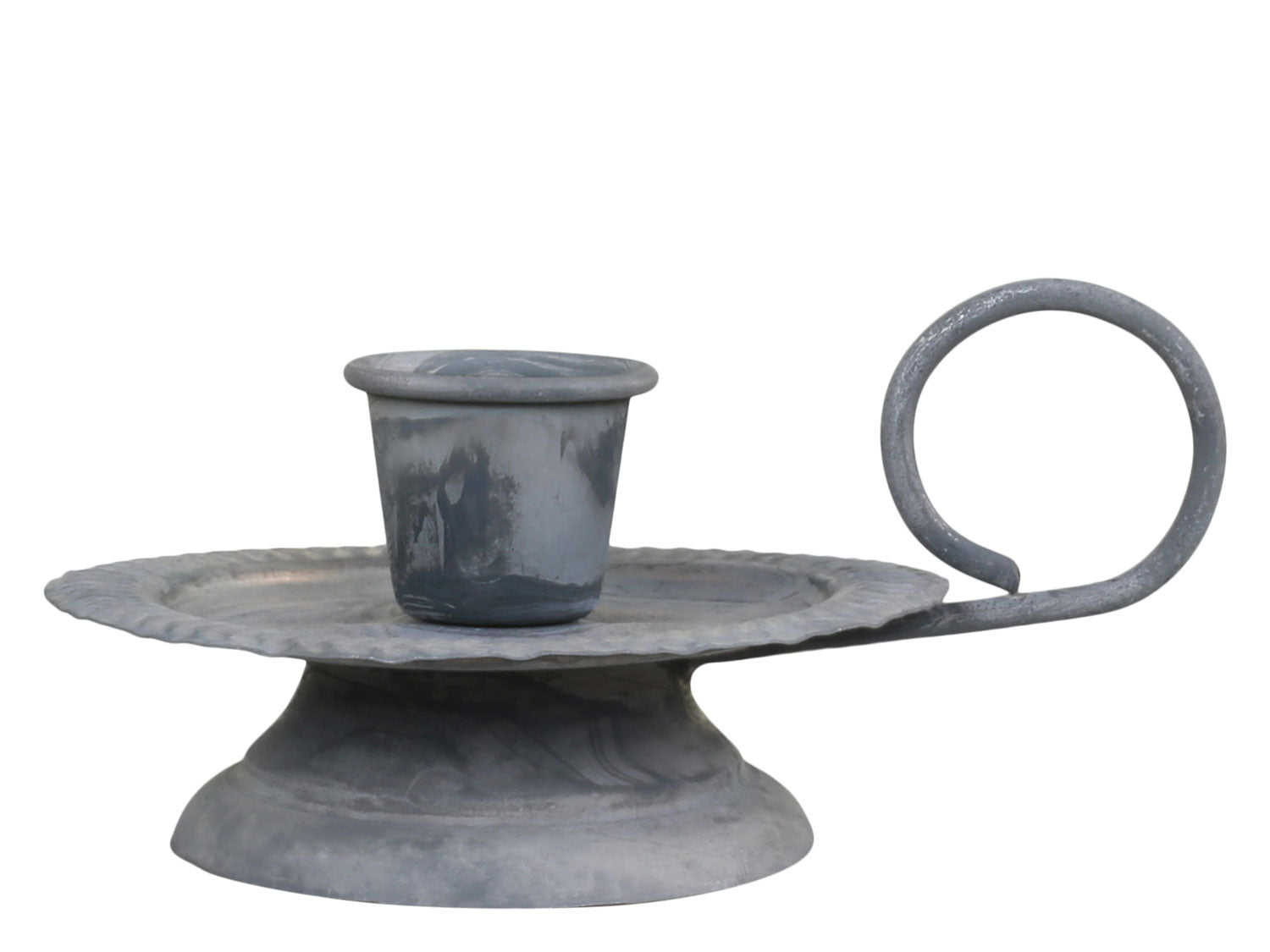 Chic Antique Stabkerzenhalter Metall Grau Griff 11cm