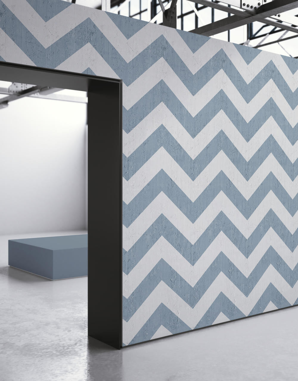 Mineheart Navy Geometric Stripes Tapete A3 Muster blau geometrisch