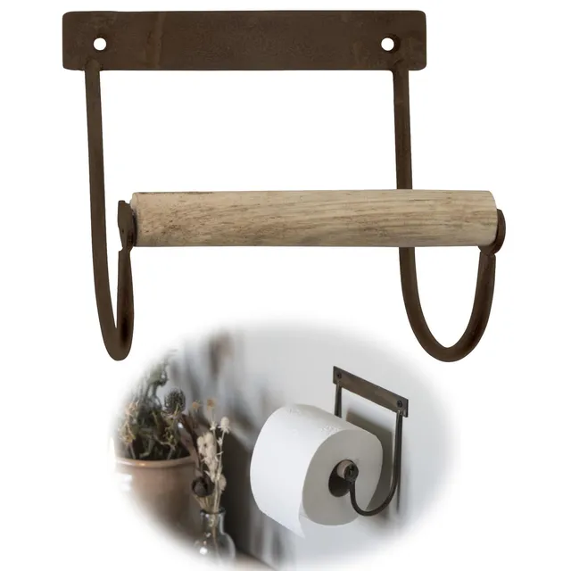LS-LebenStil Altum Toilettenpapierhalter Bronze 14cm Metall Holz