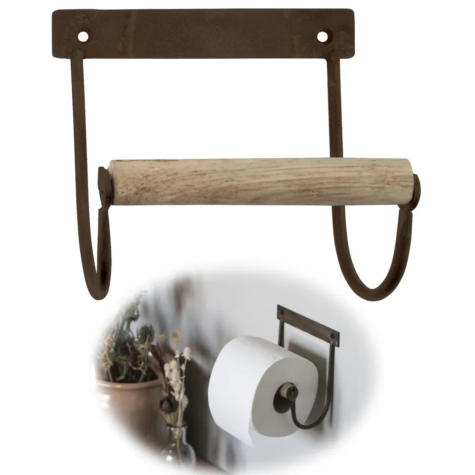 LS-LebenStil Altum Toilettenpapierhalter Bronze 14cm Metall Holz