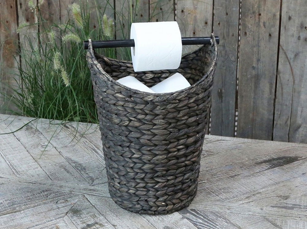 LS-LebenStil Toilettenpapier-Ständer 40cm Rattan Grau Korb
