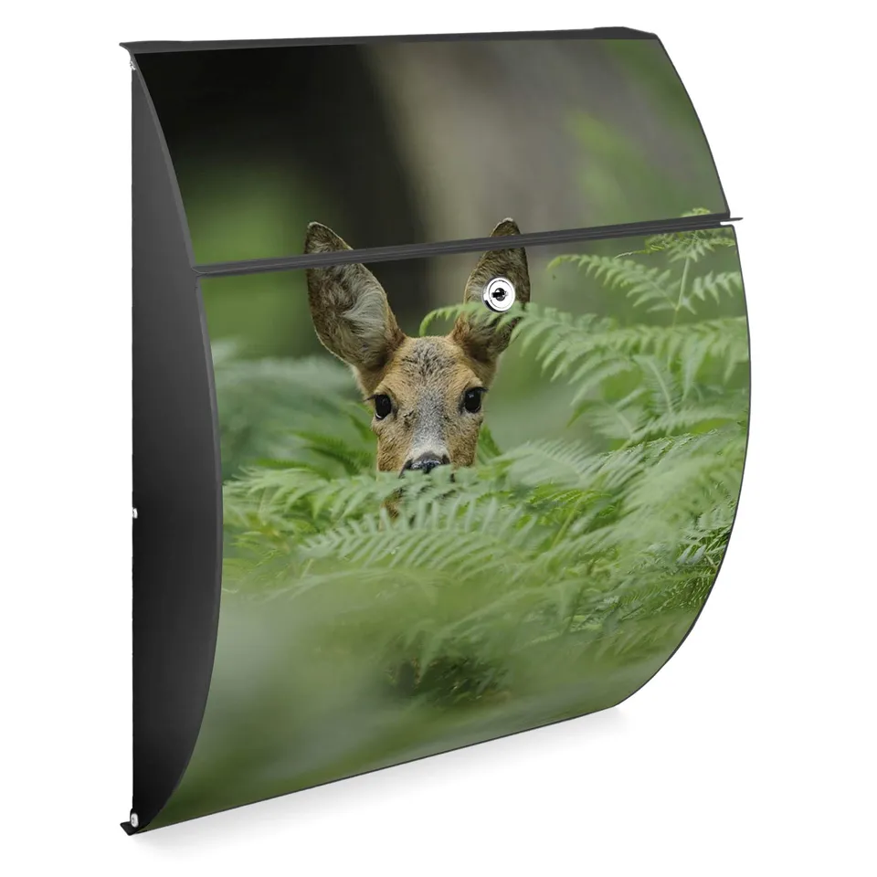 Banjado Briefkasten Riviera 46x33,5cm Anthrazit Motiv Reh