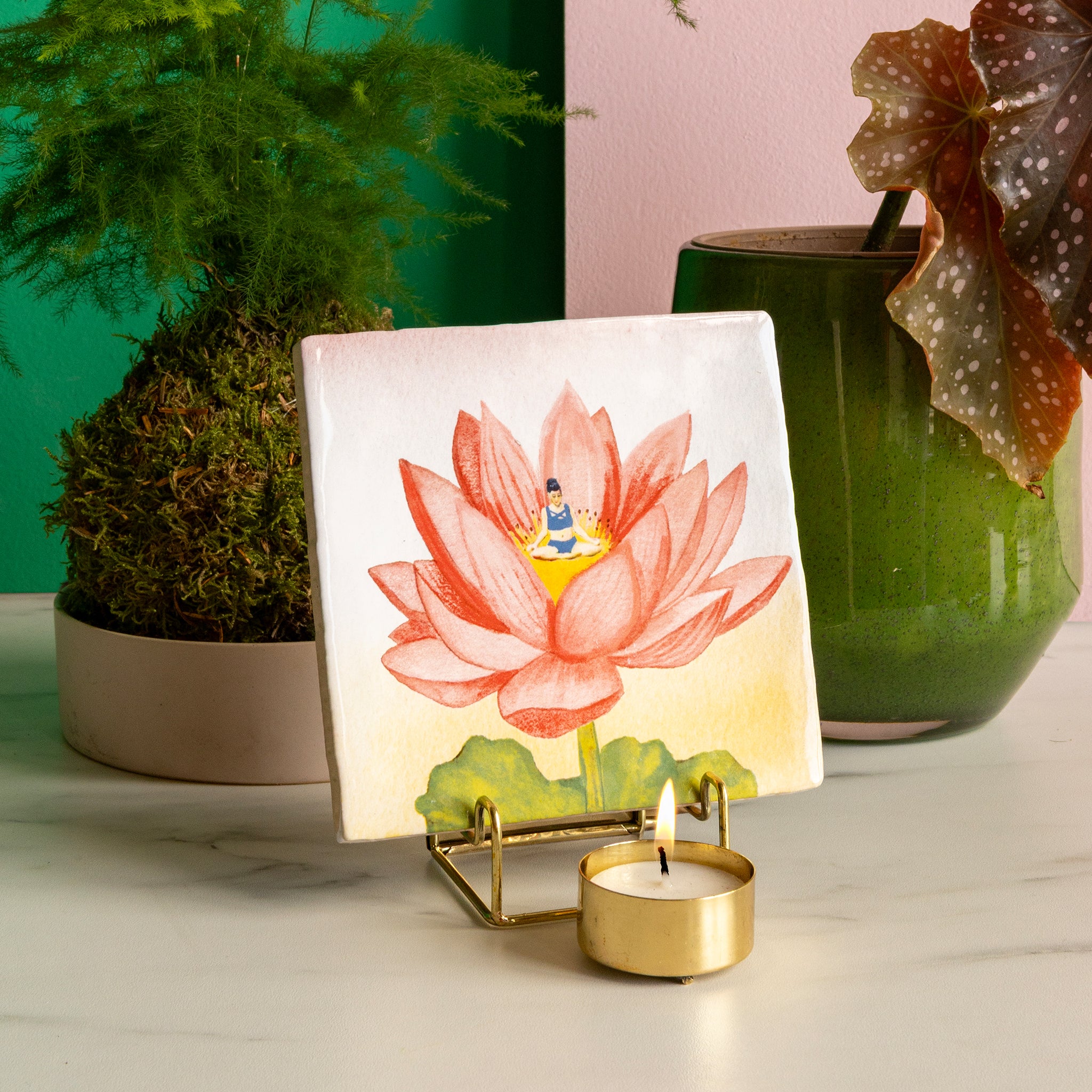 Storytiles Tile Holders Golden Tile & Candle Holder Gold