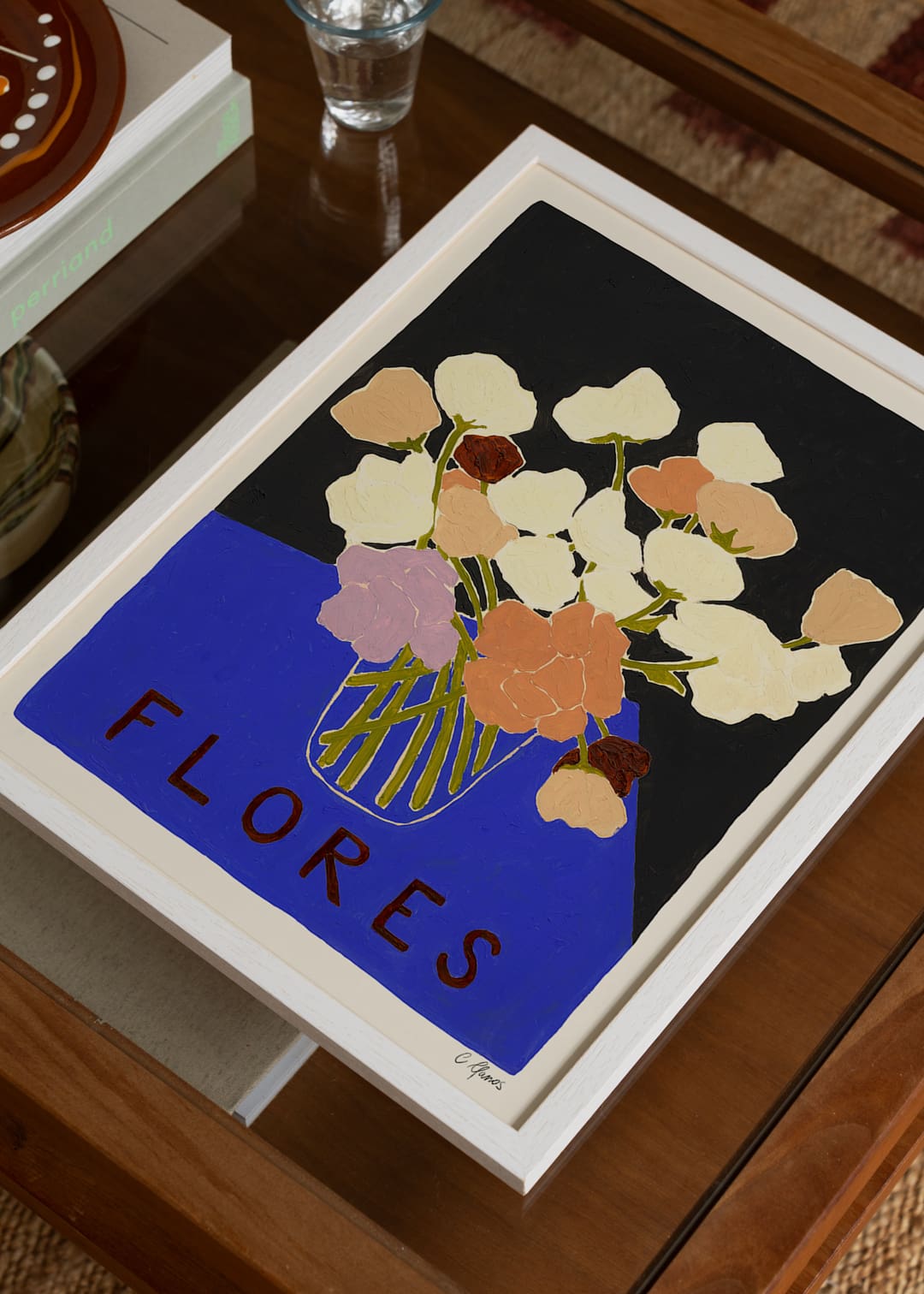 The Poster Club Art Prints Flores Poster A4 floral blau