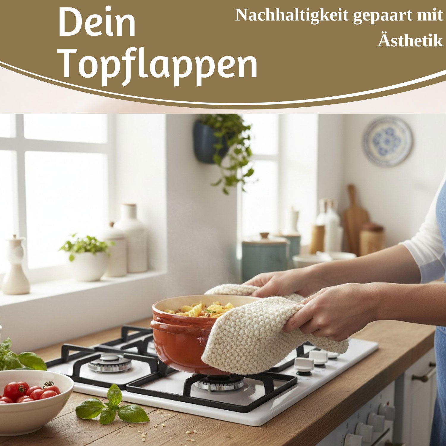 LS-LebenStil Mynte Topflappen Latte Cream 22cm Baumwolle