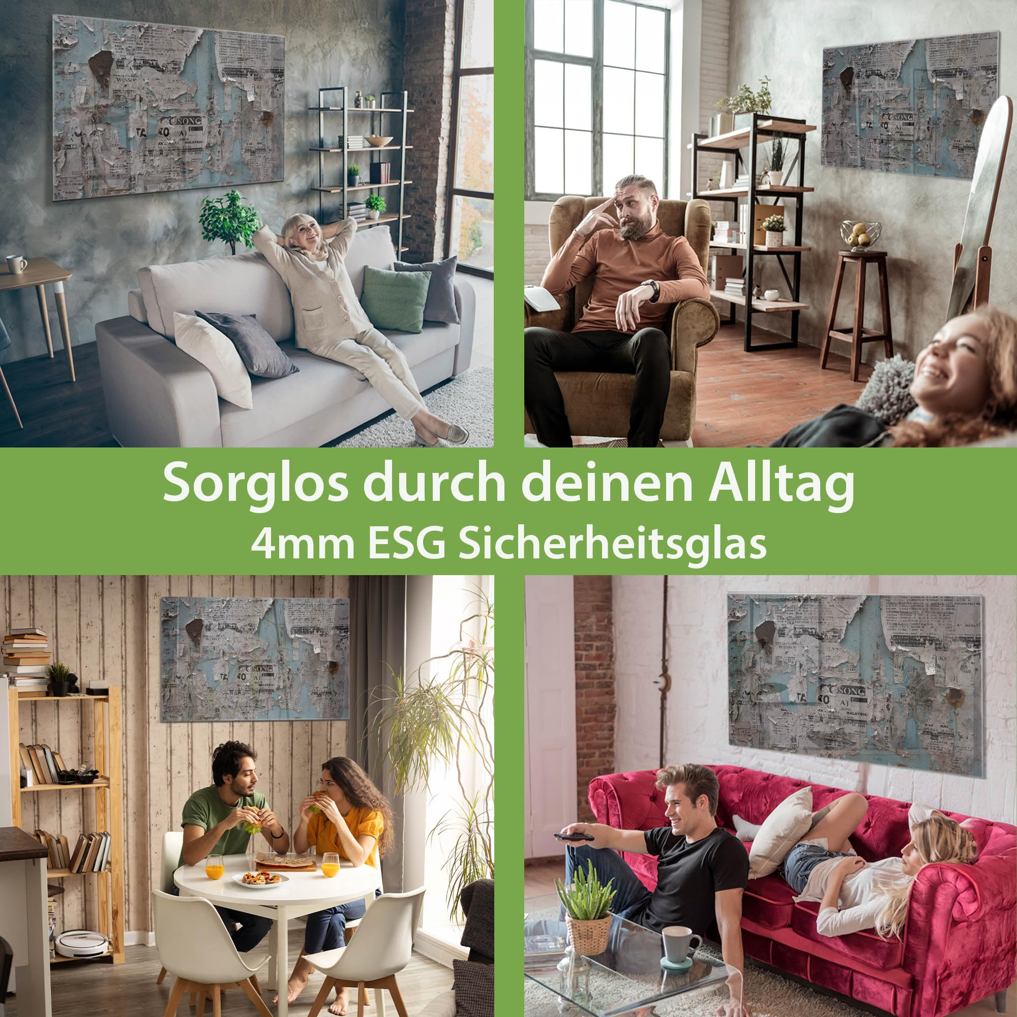 Banjado Magnettafel Wand mit Zeitungen Glasboard 120x80 cm