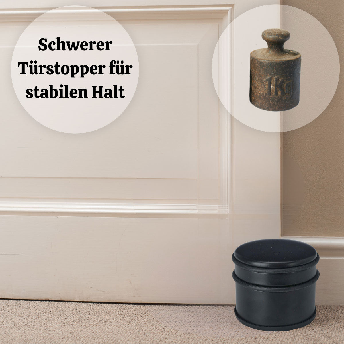 LS-LebenStil Möbel & Wohnen Premium Türstopper Schwarz 1,1kg