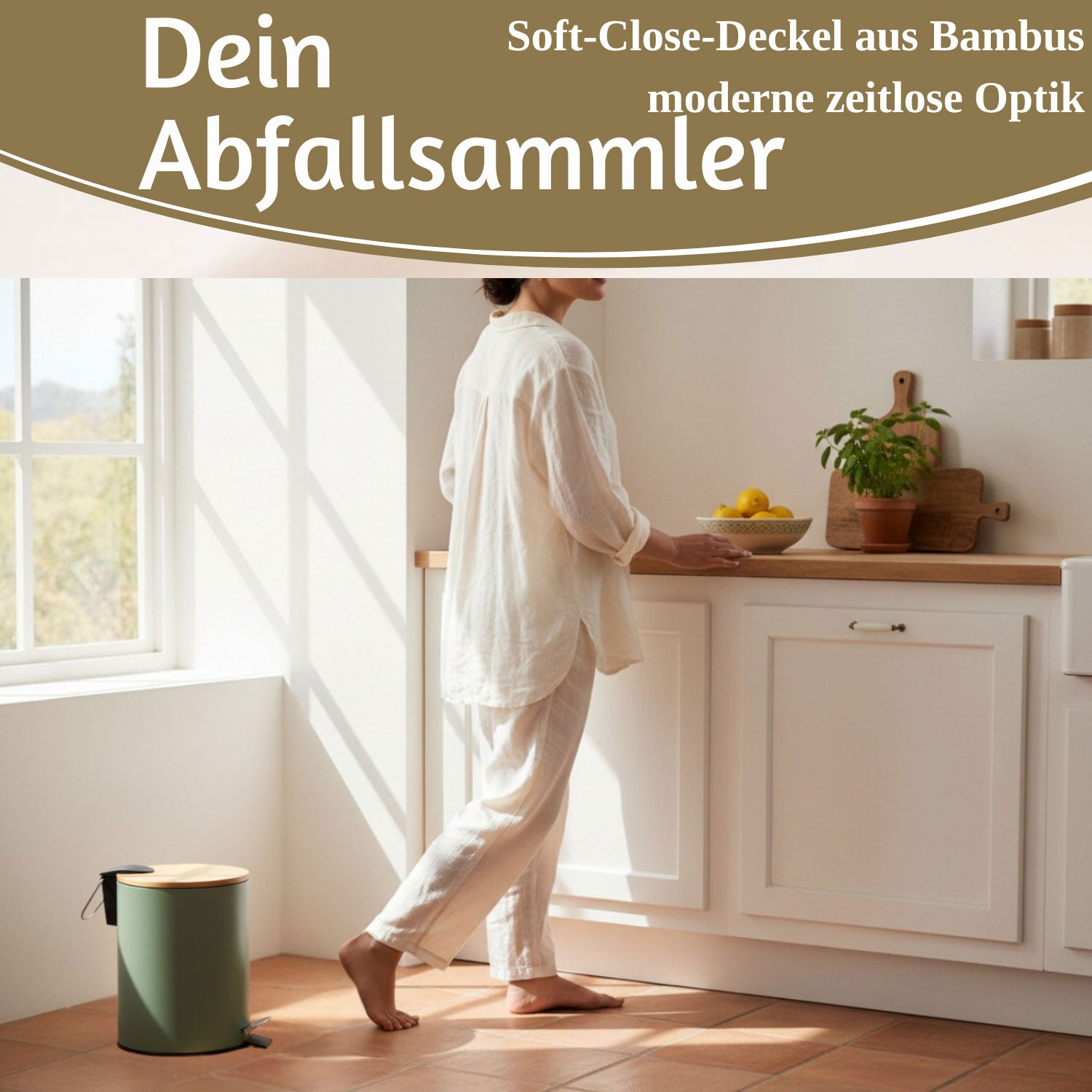 LS-LebenStil Tretmülleimer 3L Grün Rund Soft Close