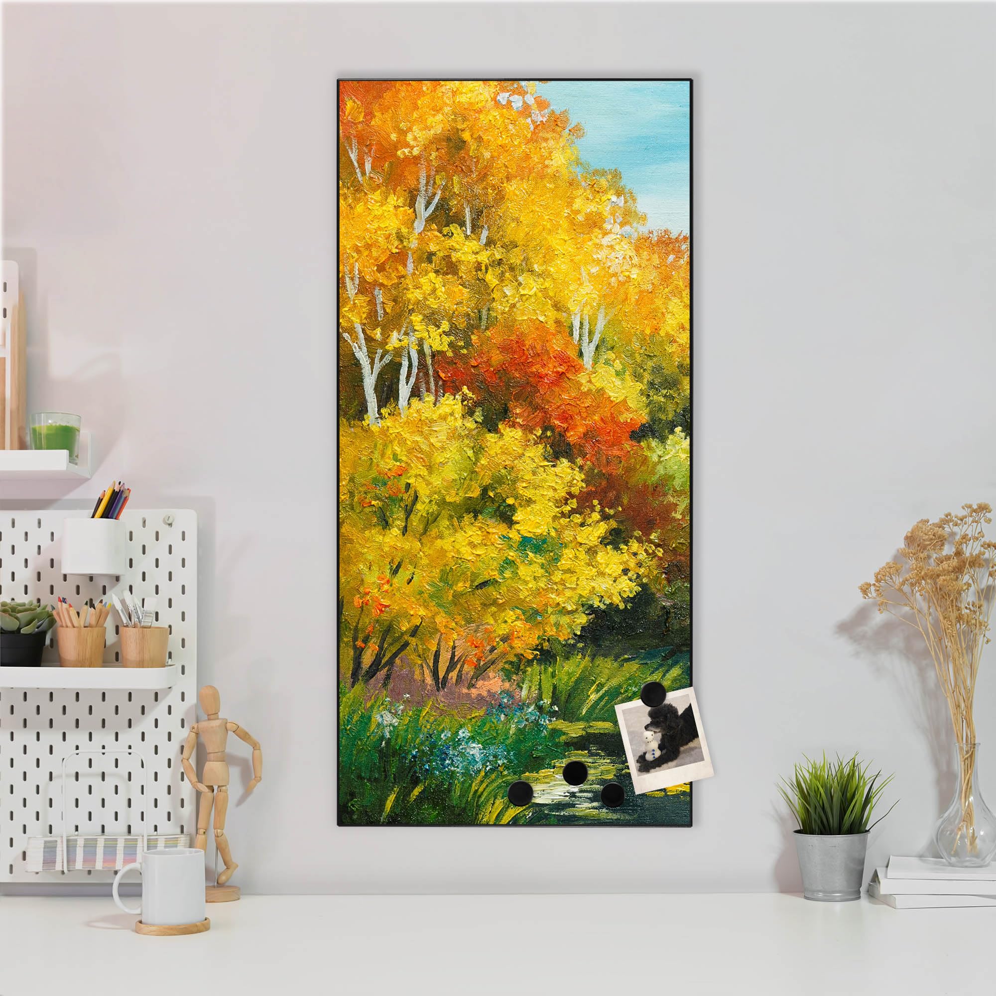 Banjado Magnettafel 37x78cm Magnetpinnwand Kanal im Herbst