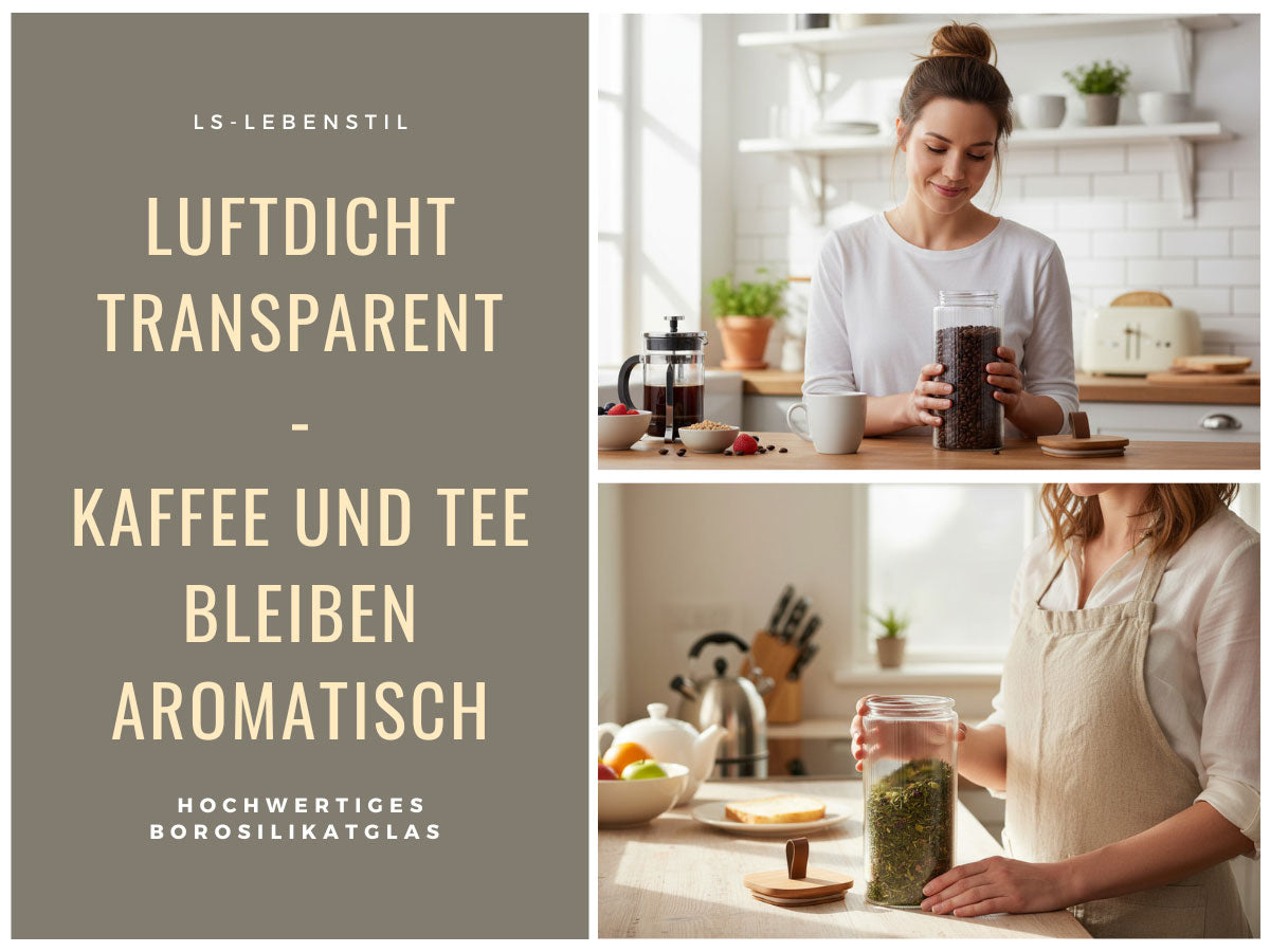 LS-LebenStil Küche & Haushalt Vorratsdosen Glas 2er Set luftdicht
