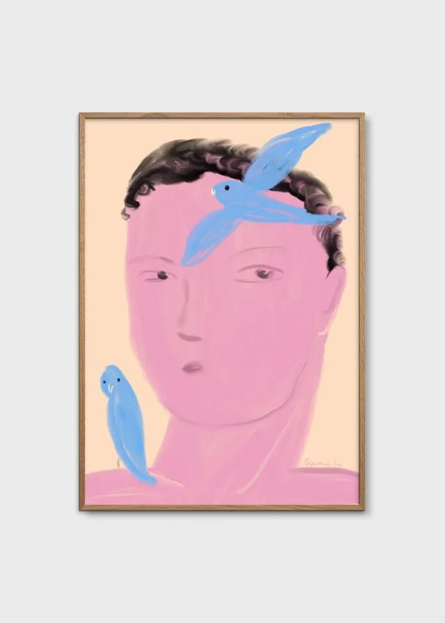The Poster Club Boy and Parrot Kunstdruck 30x40 cm blau