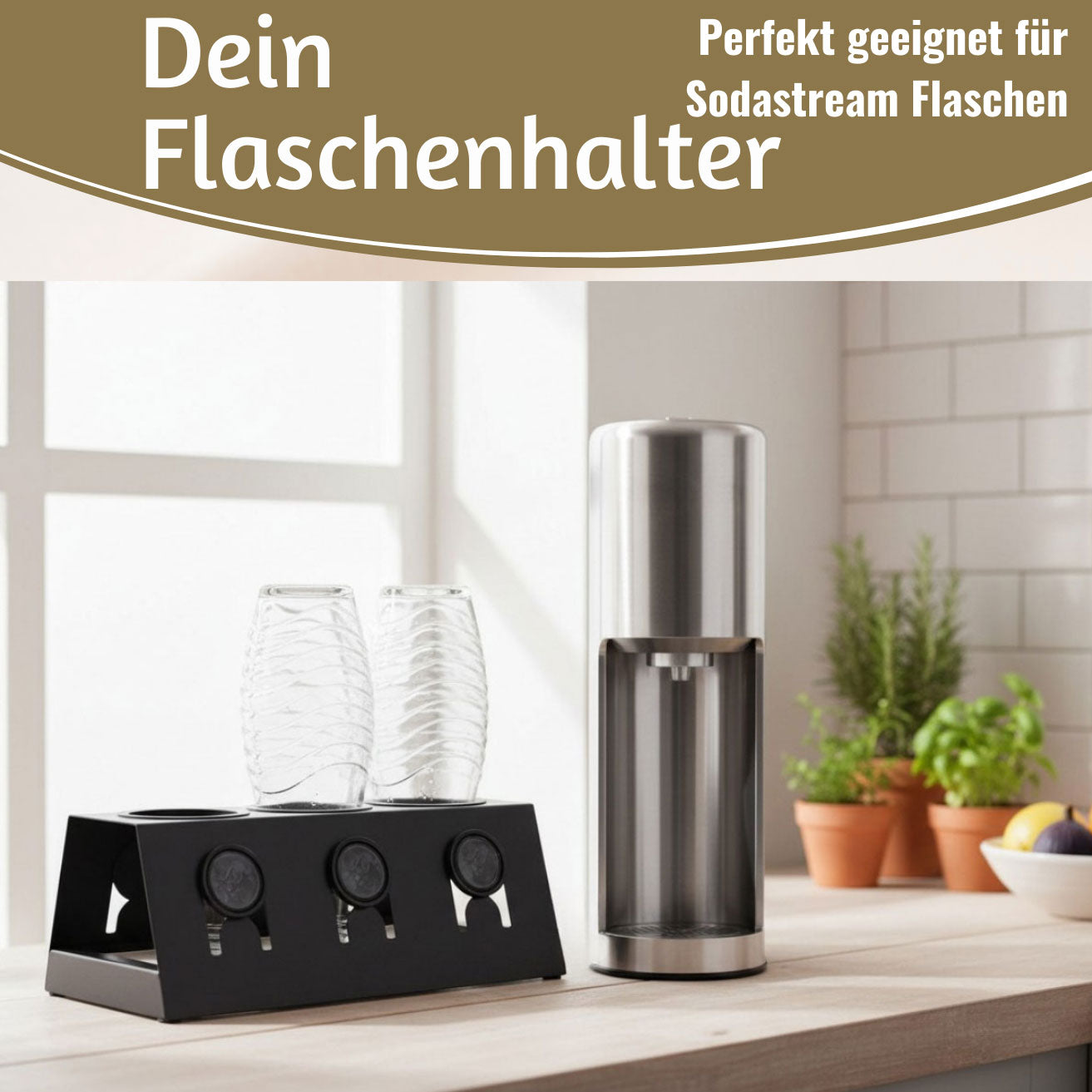 LS-LebenStil Küche & Haushalt Flaschenständer Metall Schwarz 3 Flaschen