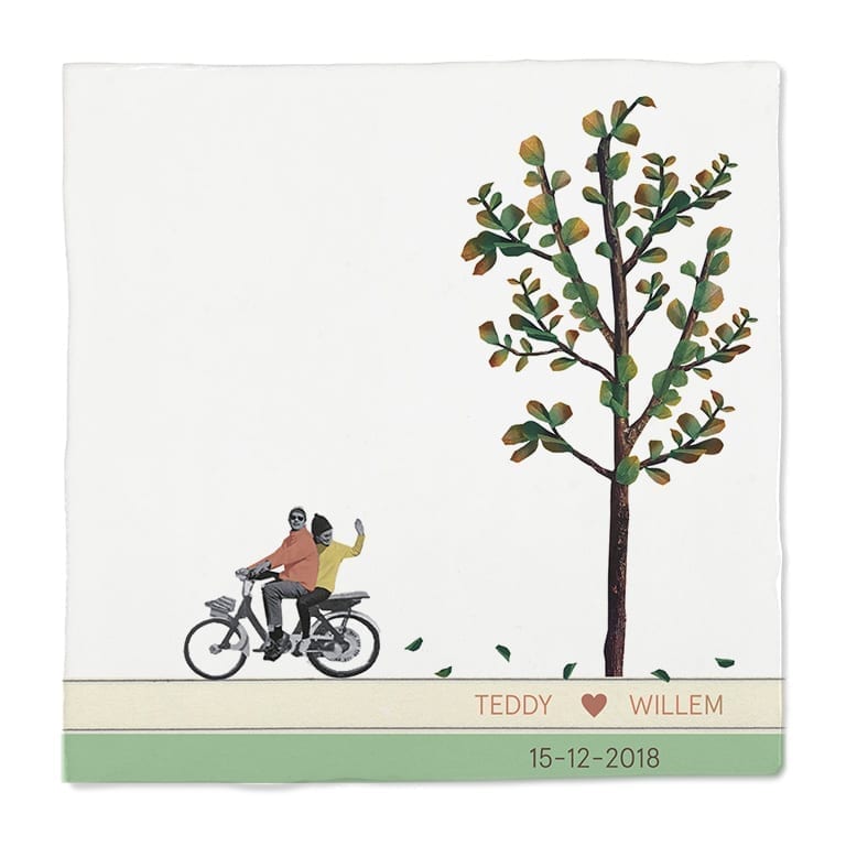 Storytiles Delft Blue Ga mee! Fahrrad-Paar Fliese S 10x10 cm