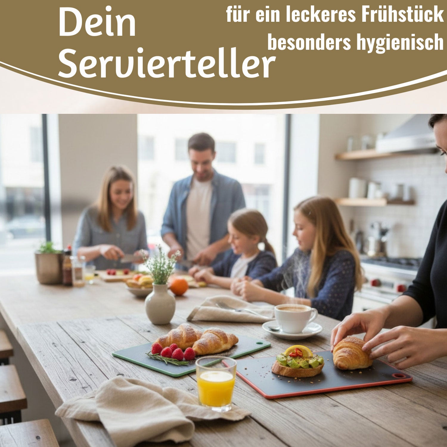 LS-LebenStil Essbrettchen 6er Set Kunststoff grau 23x16cm