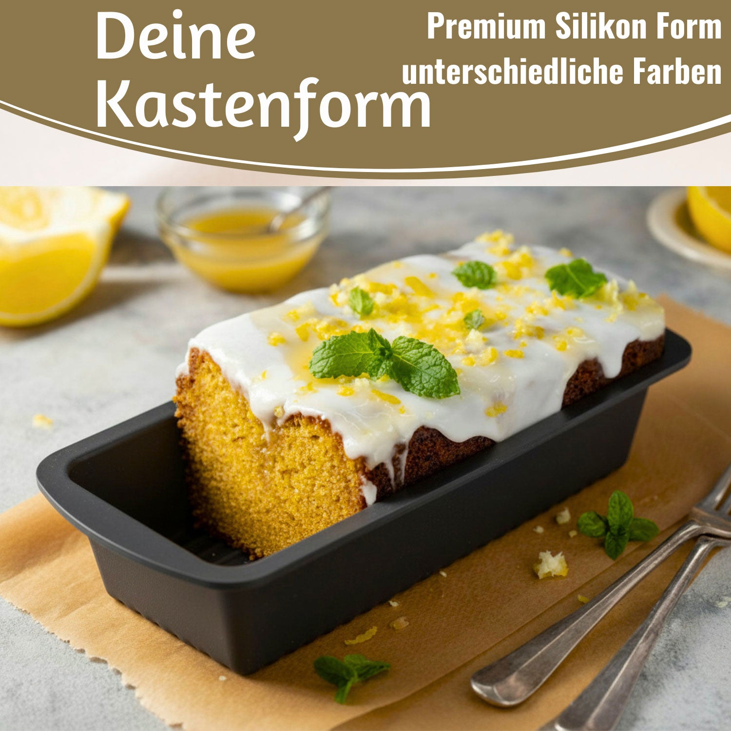 LS-LebenStil Küche & Haushalt Königskuchenform Silikon 25cm Grau