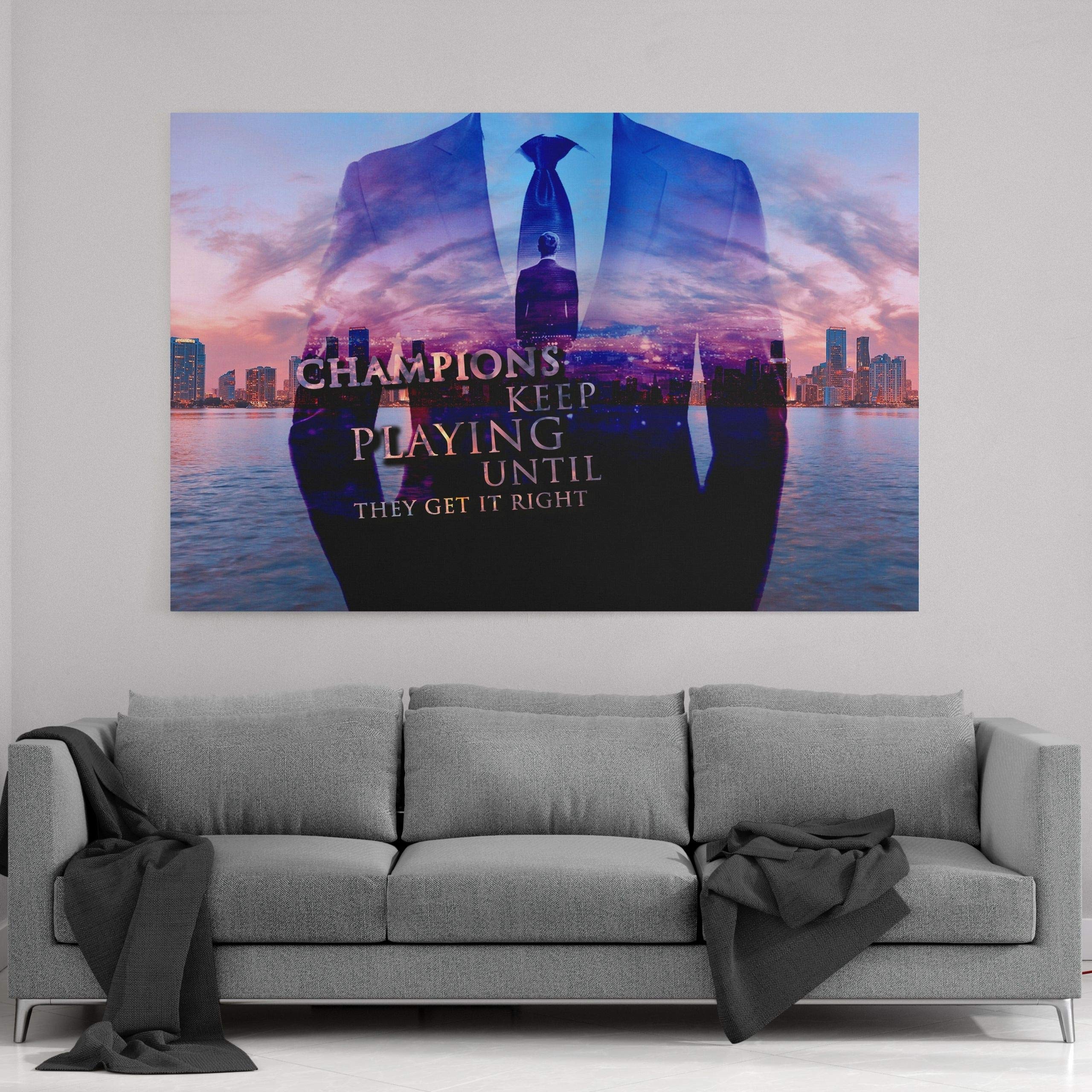 Hustling Sharks The Champion Leinwandbild 45x30cm Motivation